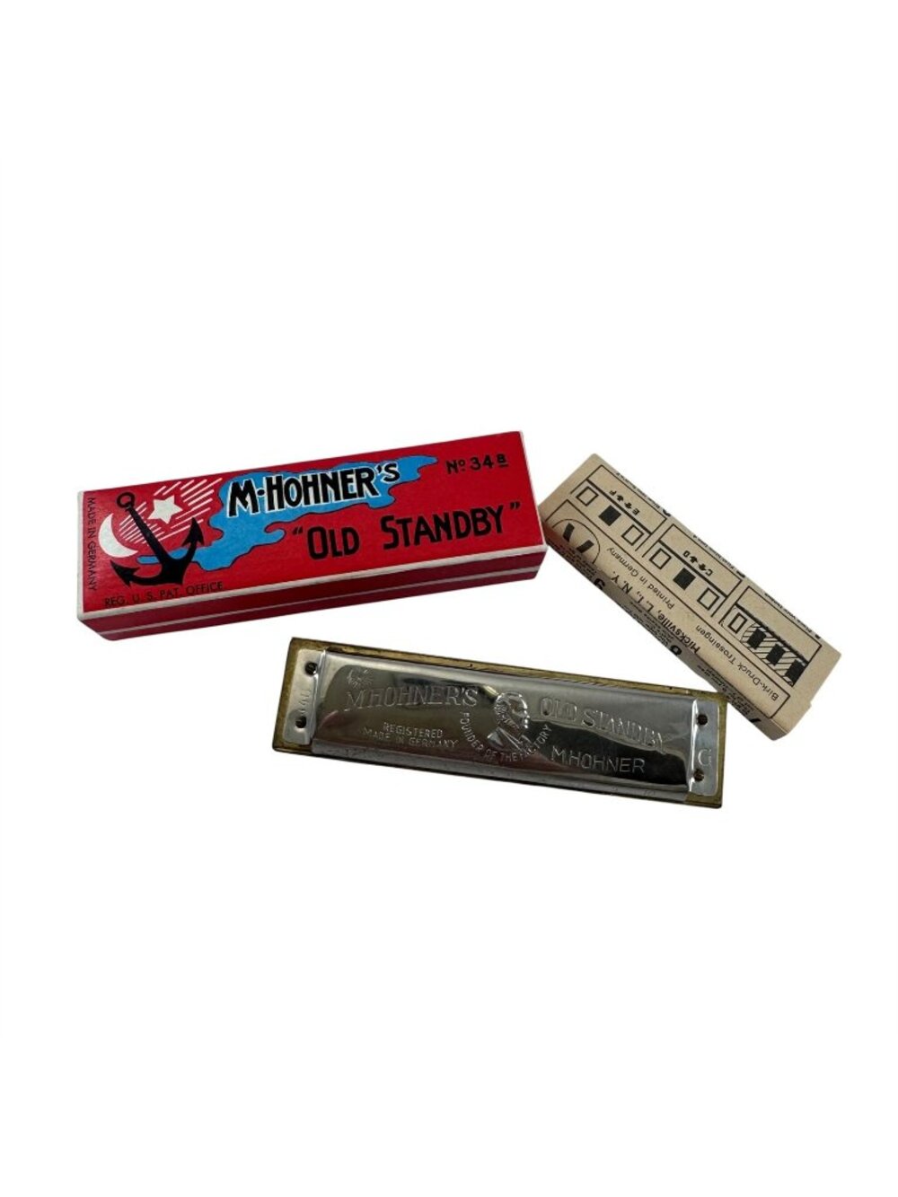 Hohner No 34B Old Standby Harmonica & Box Key of G Made in Germany Vintage